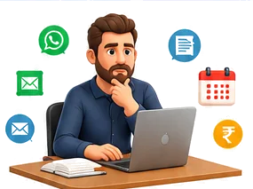 Landlord managing rental messages, reminders and paperwork
